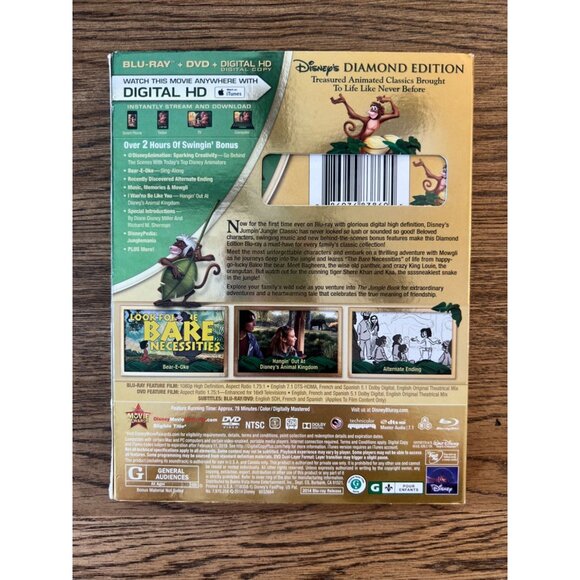 The Jungle Book Blu-Ray DVD Digital HD Diamond Edition Walt Disney Pre-Owned - Picture 4 of 4